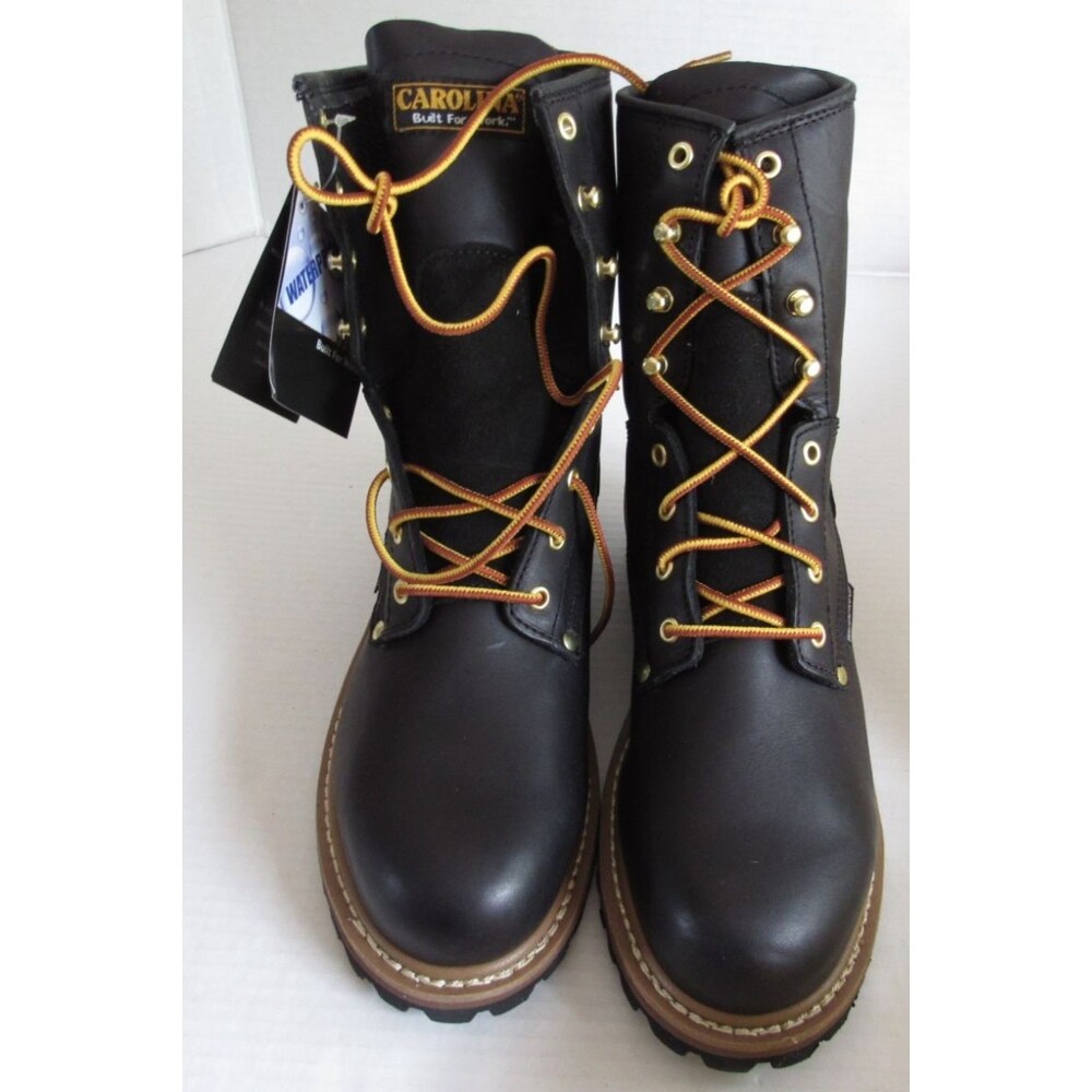 Carolina Black CA9823 Leather Work Boots 8 Inch Plain Steel Toe Logger 10.5 D